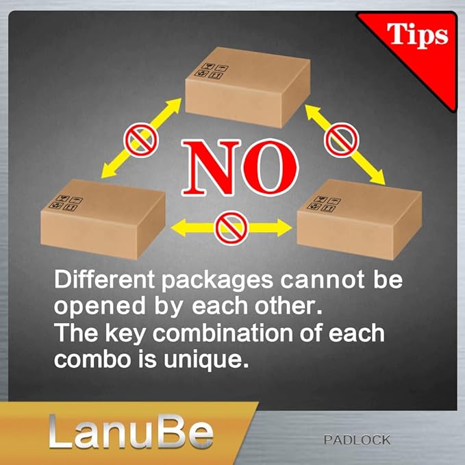 LanuBe Lock Laminated keyed Padlock (1-9/16", 40mm), keyed Alike Locks, Normal Shackle,Marked Black Plastic Hoop, Pack of 100