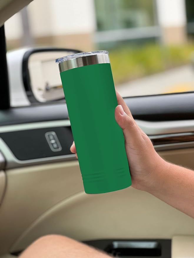 LaserGram 22oz Vacuum Insulated Skinny Tumbler, Gardening, Personalized Engraving Included (Green)