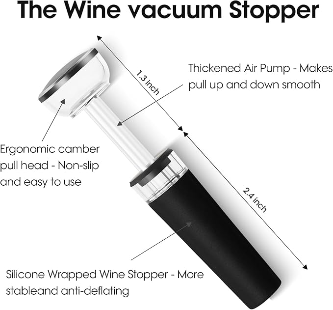 Beneno Multifunctional Wine Bottle Opener Gift Wing Corkscrew, Foil Cutter, Vacuum Stopper & Aerator Pourer, Perfect for Wine Lovers Man Woman, Ingot Silver