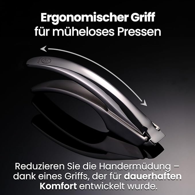No Peeling Required Garlic Press Stainless Steel with Two Detachable Handles for Coarse&Fine Mincing-Premium Garlic Mincer Tool, Easy to Clean, Dishwasher Safe Garlic Crusher with Lifetime Replacement