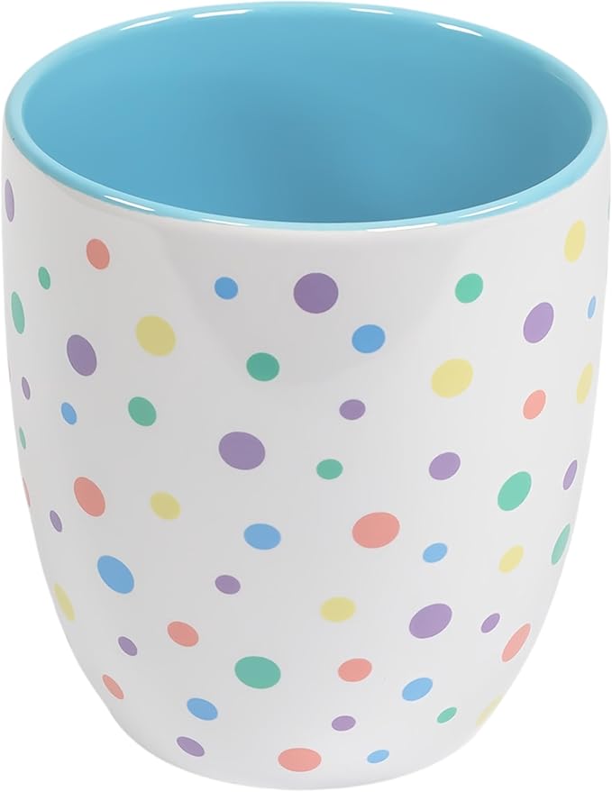 Poppy Blue Cute Coffee Mug with Pastel Confetti Sprinkles | Birthday Cake Coffee Cup Gift | Large White Ceramic Cup | Ice cream and Dunkin Donuts Coffee Mugs