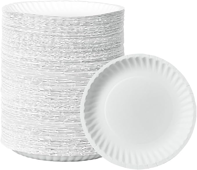 GUSTO [6 Inch - 500 Count Uncoated White Paper Plates,Disposable - Decorative Craft Paper - (Formerly Comfy Package)