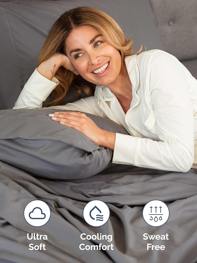 Extra Deep Pocket Cal King Sheets - 4 Piece Breathable & Cooling Bed Sheets - Hotel Luxury Bed Sheet Set - Soft, Wrinkle Free & Comfy - Easily Fits Extra Deep Mattresses - Deep Pocket Dark Grey Sheets