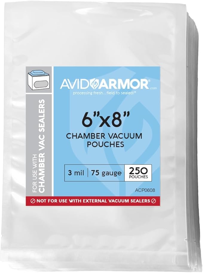 Avid Armor Chamber Vacuum Sealer Bags ??6x8" ??250 Pack ??Heavy Duty Commercial Grade, BPA-Free Pouches for Sous Vide, Food Preservation, Meat Storage, Freezing, and Long-Term Storage