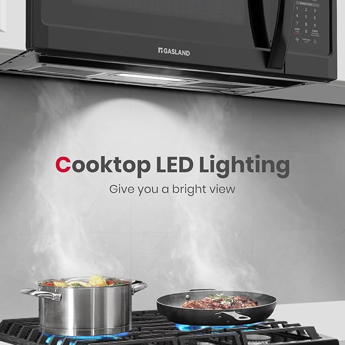 GASLAND Over the Stove Microwave 30 Inch, 1.9 Cu.ft. Over the Range Microwave with 11 Power Levels, One Touch Cooking, 400 CFM,1000W, LED, Turntable, Sensor Cook, Over Stove Microwave Oven, Black
