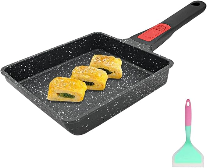 Tamagoyaki Pan, Japanese Omelette Pan Nonstick, Rectangle Square Egg Frying Pan Skillet Nonstick, Detachable Handle, PFAS & PFOA-Free, Oven Safe, 7.5” x 6.3”