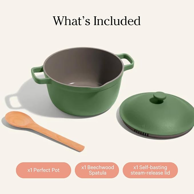 Our Place Mini Perfect Pot | 2.5 Qt Ceramic Pot with Lid & Spatula | Patented 8-in-1, PFAS-Free Nonstick, Non-Toxic Cookware | Induction & Oven-Safe up to 450째F | Sage