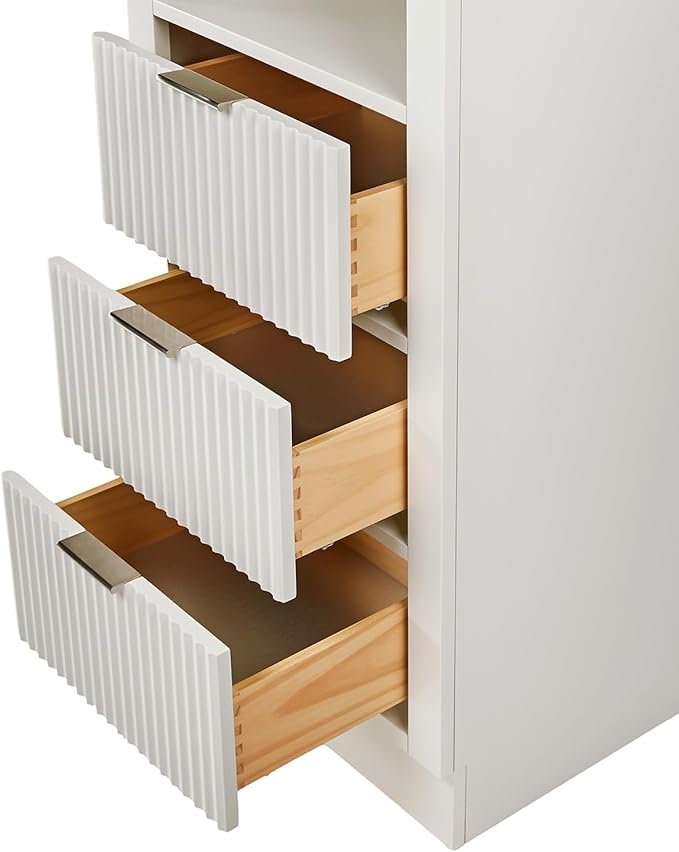 ARIEL Milan Bathroom Storage Cabinet 65?쒱 x 20?쓂 x 16?쒭 Warm White