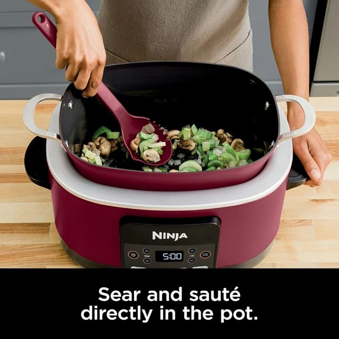 Ninja Foodi Possible 10-in-1 8.5 Qt Programmable Multi-Cooker w/Triple Fusion Heat Technology, MC1000WM Cherry Tarte Red