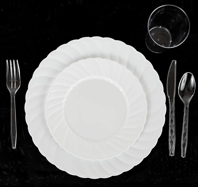 Party Bargains Clear Plastic Cutlery 2160 pcs: 1080 Forks, 720 Spoons, 360 Knives. Argyle Design, Heavy Duty & Solid Disposable Silverware Utensils Combo Pack Set for Weddings, Buffets, Luncheons
