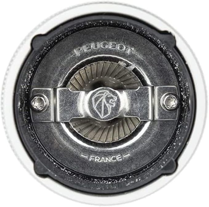 PEUGEOT- Line Salt Mill - Classic Grind Adjustment - Aluminium and Wood PEFC Certified - Made in France - Natural Color 12 cm - 4.75″