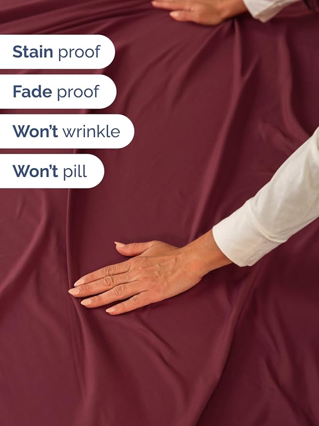Extra Deep Pocket Twin XL Sheets - 3 Piece Breathable & Cooling Bed Sheets - Hotel Luxury Bed Sheet Set - Soft, Wrinkle Free & Comfy - Easily Fits Extra Deep Mattresses - Deep Pocket Burgundy Sheets