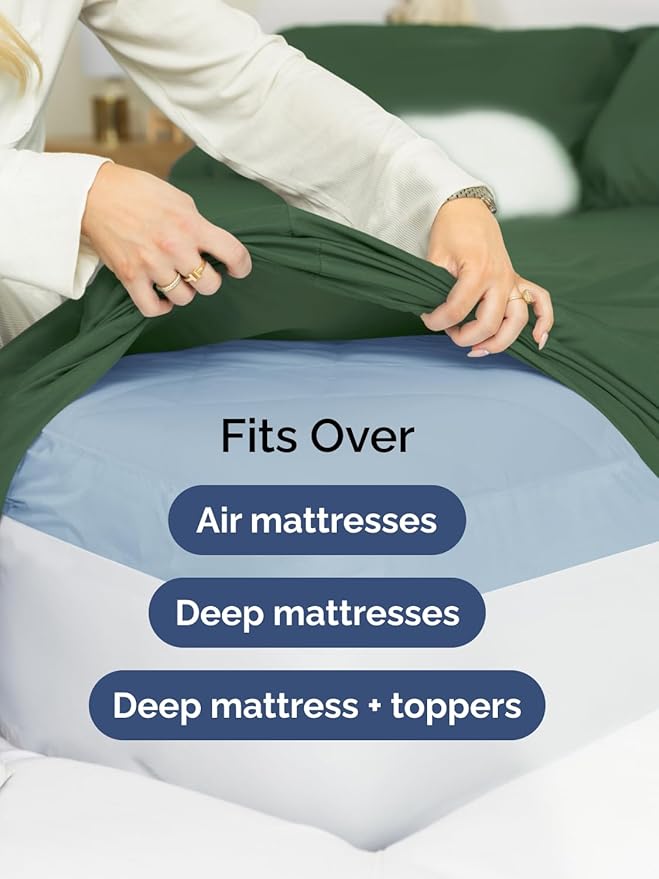 Extra Deep Pocket Twin XL Sheets - 3 Piece Breathable & Cooling Bed Sheets - Hotel Luxury Bed Sheet Set - Soft, Wrinkle Free & Comfy - Easily Fits Extra Deep Mattresses - Emerald Green Sheets Set
