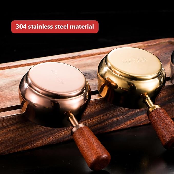 Mini Sauce Pan, 304 Stainless Steel Melting Pot, Dipping Bowls for Chocolate, Vinegar, Barbecue, Butter, Coffee, Milk Warmer for Tea, Soup - 2PCS (Rose Gold, 60ML)