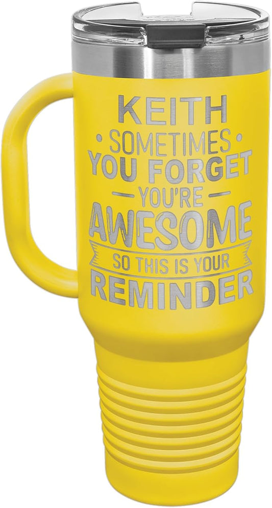 Personalized Inspirational Tumbler, Inspirational Gifts for Men Dad Father Wife Sister Women, Custom Birthday For Him Her, Customized You?셱e Awesome Tumbler, Teacher Coworker Gifts 40oz Yellow