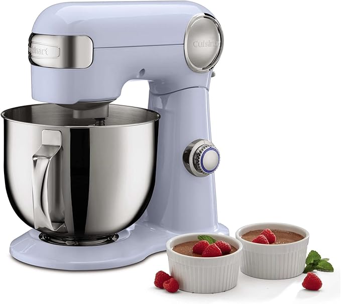 Cuisinart Stand Mixer, 12 Speed, 5.5 Quart Stainless Steel Bowl, Chef?™s Whisk, Mixing Paddle, Dough Hook, Splash Guard w/ Pour Spout, Frosted Blue, SM-50BLU,Arctic Blue