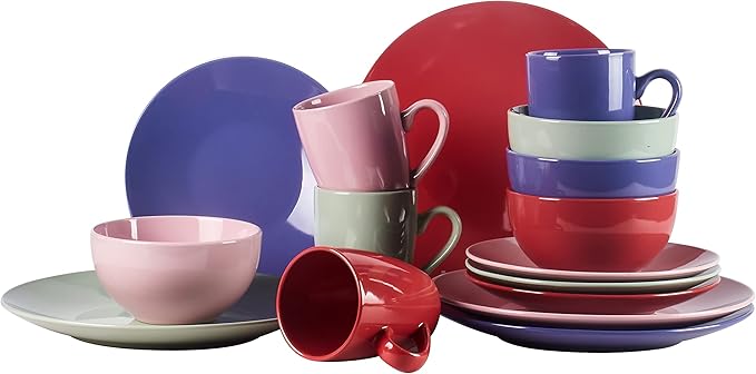 Color Wave Stoneware 16pc Dinnerware Set, Human Aura