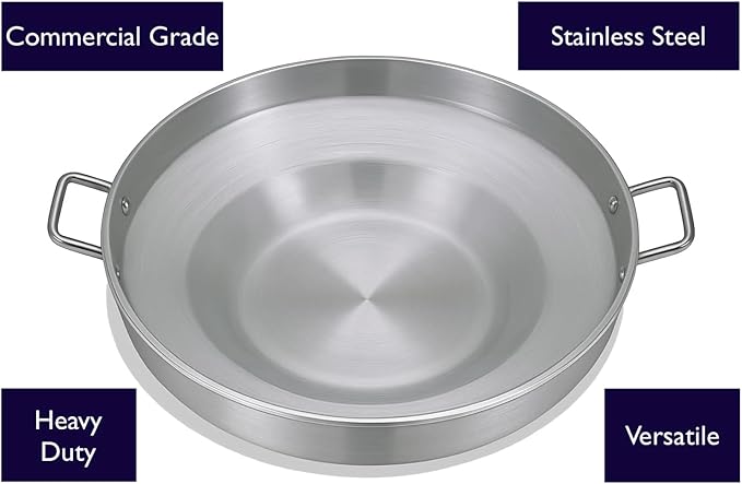 23" Stainless Steel Comal-Tacos Fry Bowl-Heavy Duty Concave Wok-Fajitas Pan