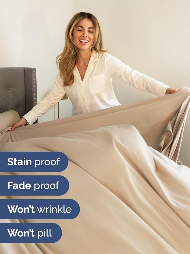 Extra Deep Pocket Twin Sheets - 3 Piece Breathable & Cooling Bed Sheets - Hotel Luxury Bed Sheet Set - Soft, Wrinkle Free & Comfy - Easily Fits Extra Deep Mattresses - Deep Pocket Cream Sheets Set