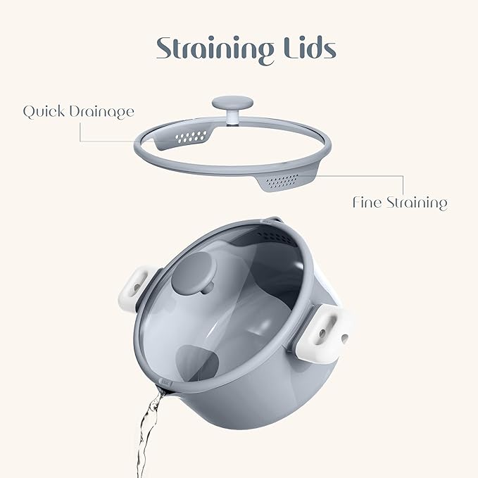 CAROTE Pots and Pans Set Nonstick, Ceramic Cookware Set, Blue Cooking Set Kitchen Induction Set with Steamer, PFAS PTFE Free,9 Piece