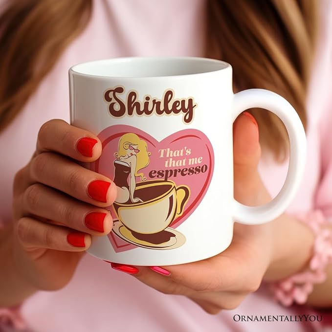 OrnamentallyYou Personalized Valentine Mug (That?셲 That Me Expresso Retro Personalized Mug, Pinup Girl Anti-Valentine Gift)