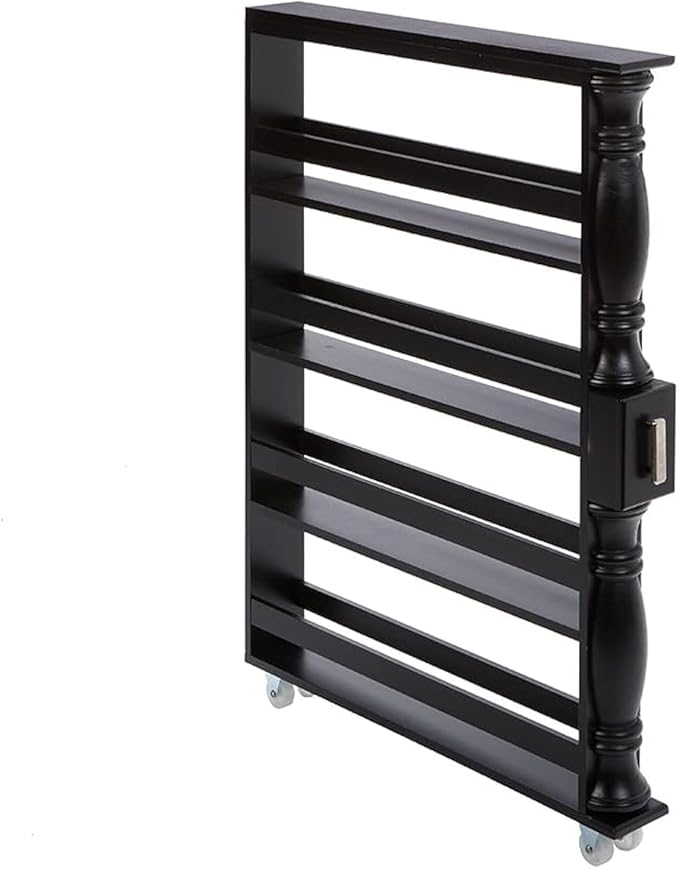 The Lakeside Collection Slim Rolling Can and Spice Racks - Black