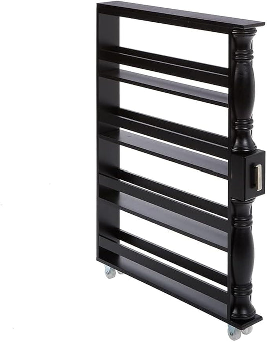 The Lakeside Collection Slim Rolling Can and Spice Racks - Black