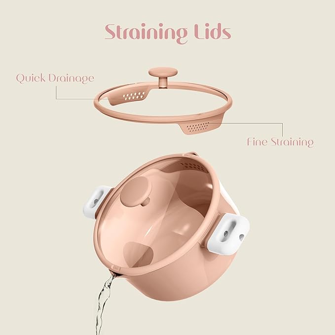 CAROTE Pots and Pans Set Nonstick, Ceramic Cookware Set, Pink Cooking Set Kitchen Induction Set with Steamer, PFAS PTFE Free,9 Piece