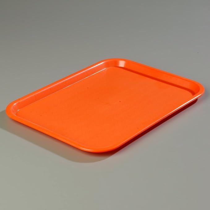 Carlisle FoodService Products CT121624 Caf챕 Standard Cafeteria / Fast Food Tray, 12" x 16", Orange