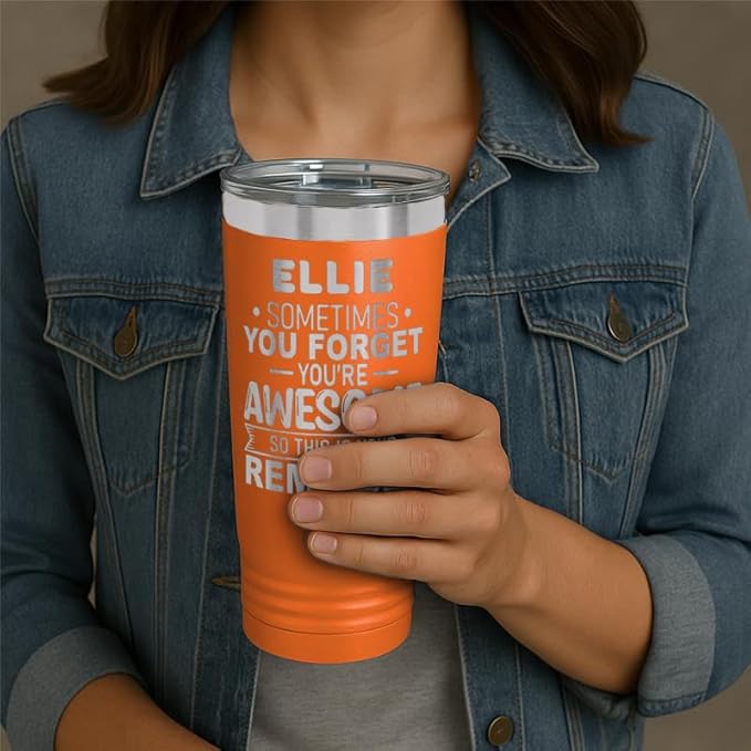 Personalized Inspirational Tumbler, Inspirational Gifts for Men Dad Father Wife Sister Women, Custom Birthday For Him Her, Customized You?셱e Awesome Tumbler, Teacher Coworker Gifts 20oz Orange