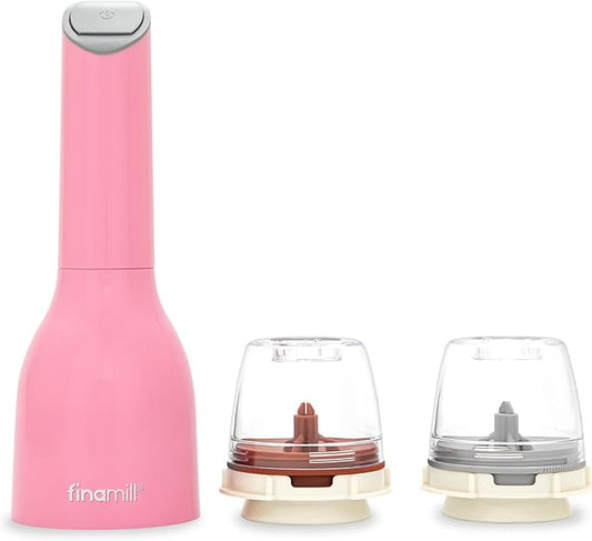 FinaMill Classic Battery Spice Mill ??Battery Operated Salt and Pepper Grinder Set, Includes 2 Interchangeable Spice Pods, Adjustable Coarseness, Ceramic Grinder, LED Light, Kitchen Gifts for Women