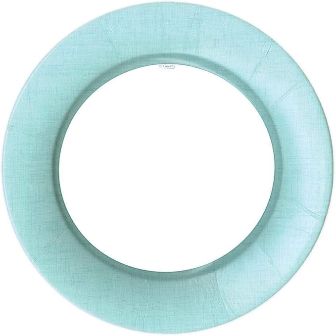 Caspari Linen Border Paper Dinner Plates in Robin's Egg Blue - Pack of 8