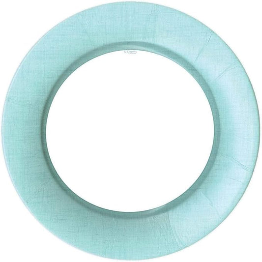 Caspari Linen Border Paper Dinner Plates in Robin's Egg Blue - Pack of 8