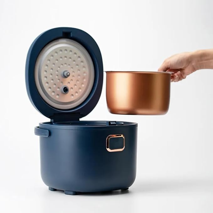 Mini Rice Cooker,2L Portable Travel For Car/Truck/Home,Multicooker 24h Keep Warm,12V/24V/110V Small with Steam Tray(Blue)