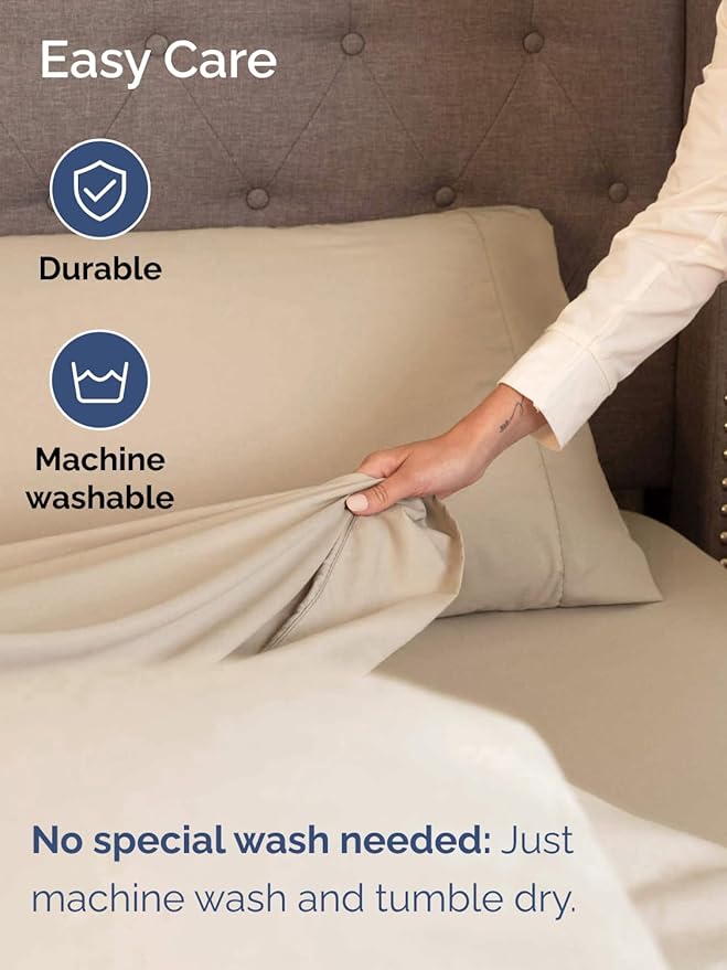 Extra Deep Pocket Queen Sheet Set - 4 Piece Breathable & Cooling Bed Sheets - Hotel Luxury Sheet Set - Ultra Soft, Wrinkle Free & Comfy - Easily Fits Extra Deep Mattresses - Deep Pocket Cream Sheets