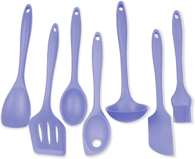 Chef Craft - Premium Silicone Kitchen Tools and Utensils Set, Non-Scratch, Withstands Temperatures up to 450째F, BPA-Free, 7 Piece Cooking Utensils Set, Pastel Blue