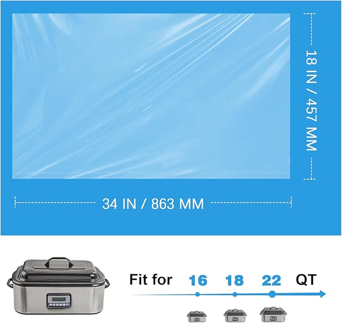 10 ×Electric Roaster Liners 34 x 18 Inch Disposable Roaster Liners Fits 16, 18, 22 Quarts Roasters, Roasting Pan Liners Cooking Bags for Immediate Cleanup