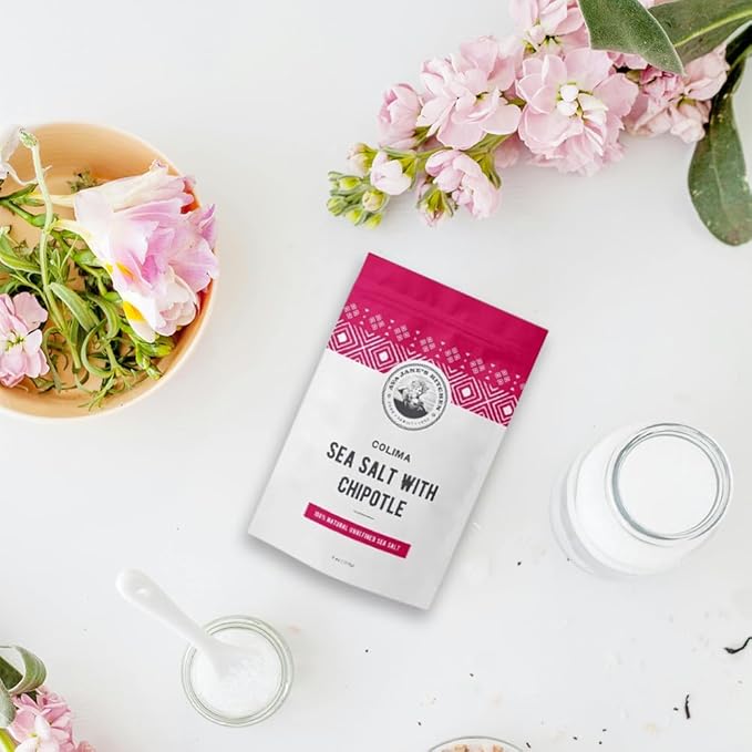 Colima Sea Salt New Flavors - 100% Natural Flaky Sea Salt With Four Different Flavors - Hand Harvested & Unrefined - For Meats, Vegetables, Grains, & Other Food - Organic Flaky Salt