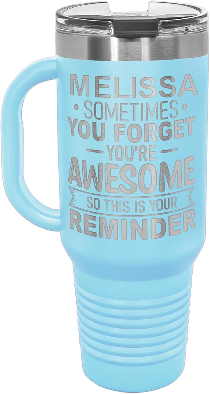 Personalized Inspirational Tumbler, Inspirational Gifts for Men Dad Father Wife Sister Women, Custom Birthday For Him Her, Customized You?셱e Awesome Tumbler, Teacher Coworker Gifts 40oz Light Blue
