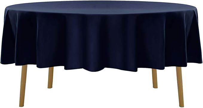 Cupuamon 90 inch Round Tablecloth Washable Polyester Table Cloth Decorative Table Cover for Wedding Party Dining Banquet（90 inch,Navy）