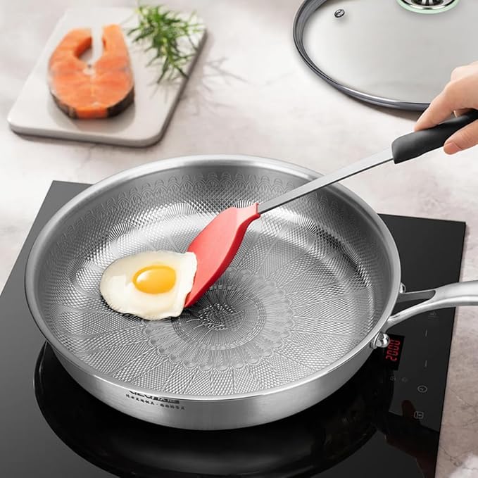 Titanium Pan,Titanium Frying Pan With Lid,No Coating Non-Stick Titaniums Cookware,Ultra-Durable, Scratch-Resistant, Compatible With All Cooktops