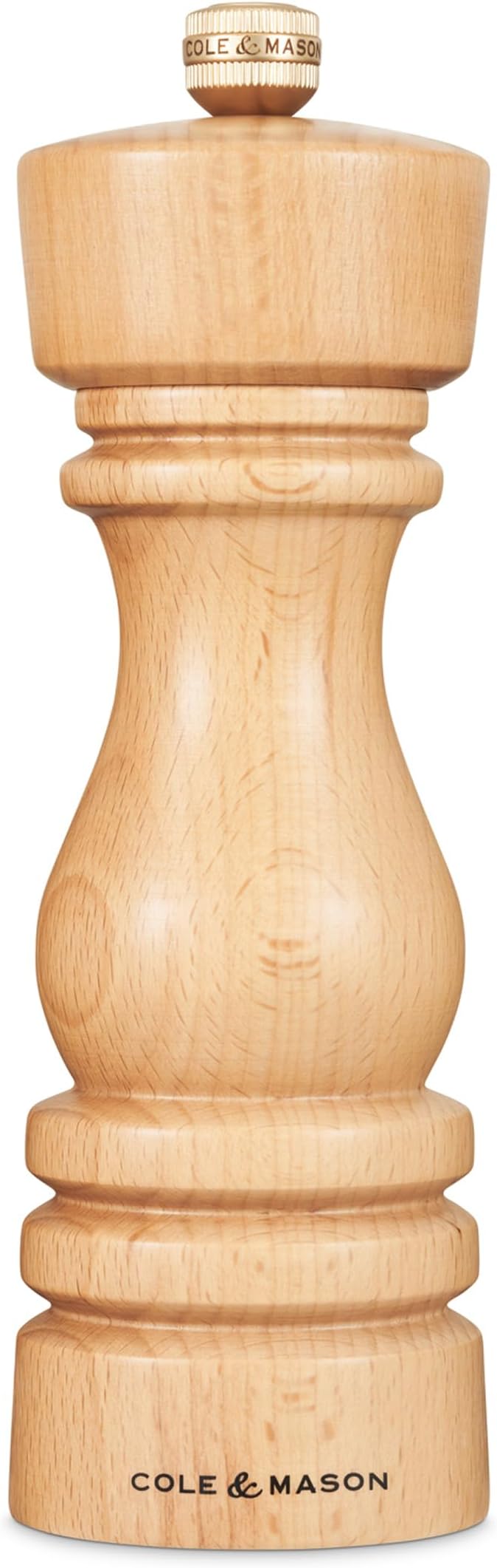 Cole & Mason London Refillable Spice Mill - Kitchen & Home Accessory - Table Black Pepper Grinder - Pepper Mill with Carbon Steel Mechanism - 7", Natural Beech