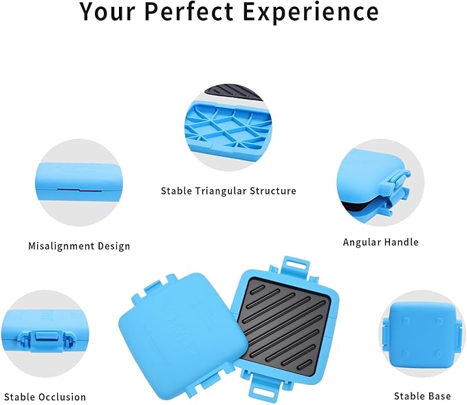 Microwave Sandwich Maker, Heat-Resistant Silicone Rubber Shell, Advanced HeatWave Technology, Non-Stick Plates, Easy to Clean, Makes Toast, Sandwiches, Paninis, Patties(Blue)