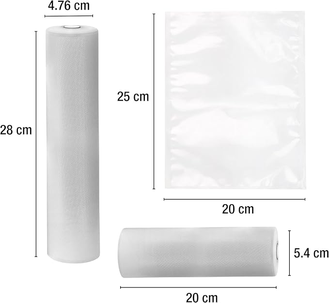 Kenmore Vacuum Sealer Bags - Food Sealing Plastic Rolls 3-8x10, 4-8x20, 11x16 size bolsas, Airtight Packaging Fresh Vegetable, Sous Vide & Meat Storage For Travel, BPA Free Heavy Duty Precut Bags