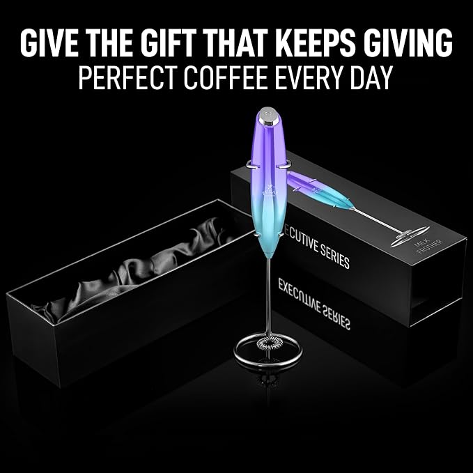 Zulay Kitchen Executive Series Luxury Gift Milk Frother ??Handheld Electric Foam Maker for Coffee, Lattes & Hot Chocolate ??Deluxe Finish, Ideal Gift for Coffee Lovers