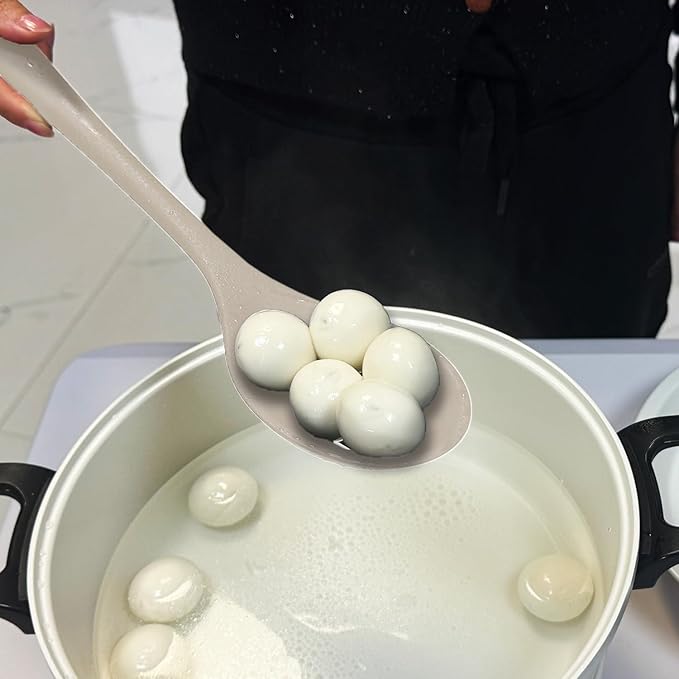 Silicone Slotted Spoons for Cooking - Extra Large Kitchen Spoons for Mixing, Serving, & Stirring - 600째F Heat-Resistant Non Stick Utensils Skimmer- Dishwasher Safe, Khaki