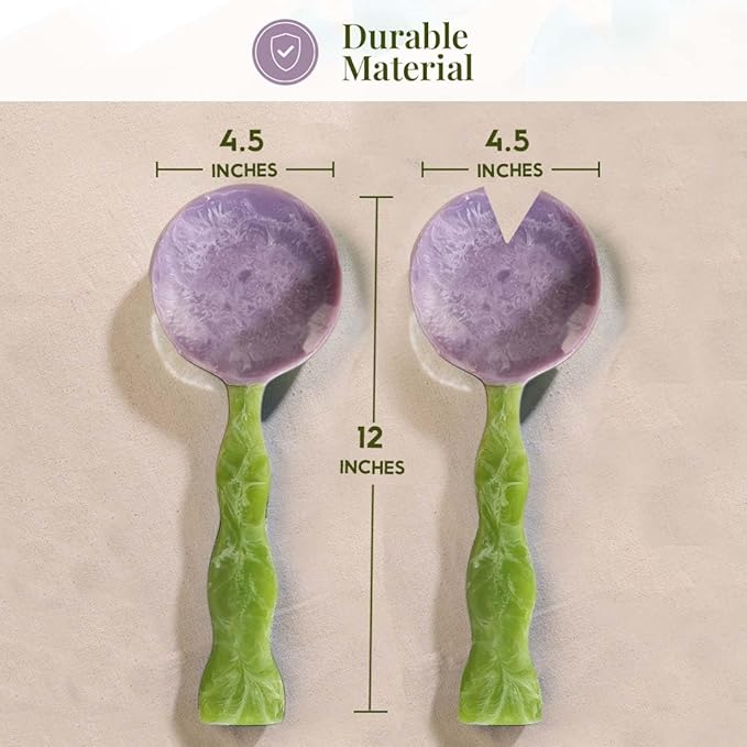 Folkulture Salad Servers or Salad Tongs | Set of 2 (12") Serving Spoons in Kitchen Essentials or Salad Hands Set | Resin Salad Tongs for Serving | Christmas Gifts for Women Unique