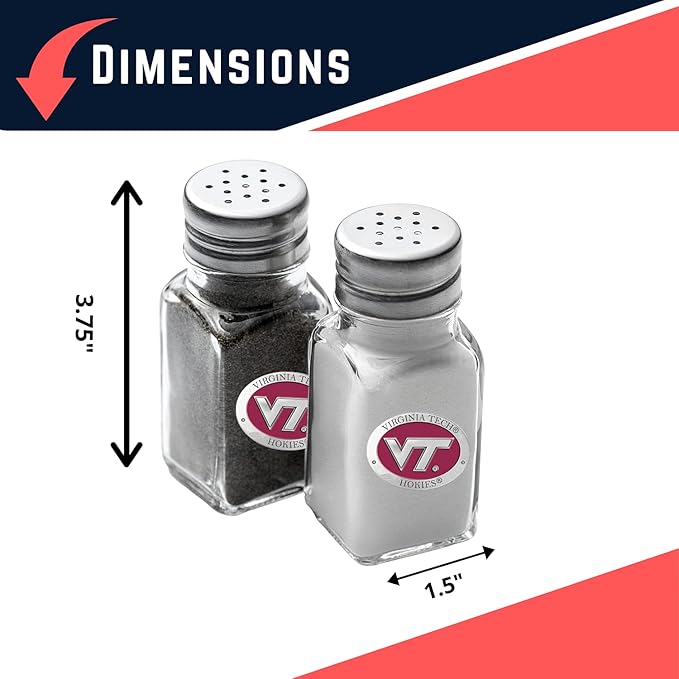 Heritage Pewter Virginia Tech Hokies Salt and Pepper Shaker Set of 2 Bottles | Expertly Crafted Pewter Glass