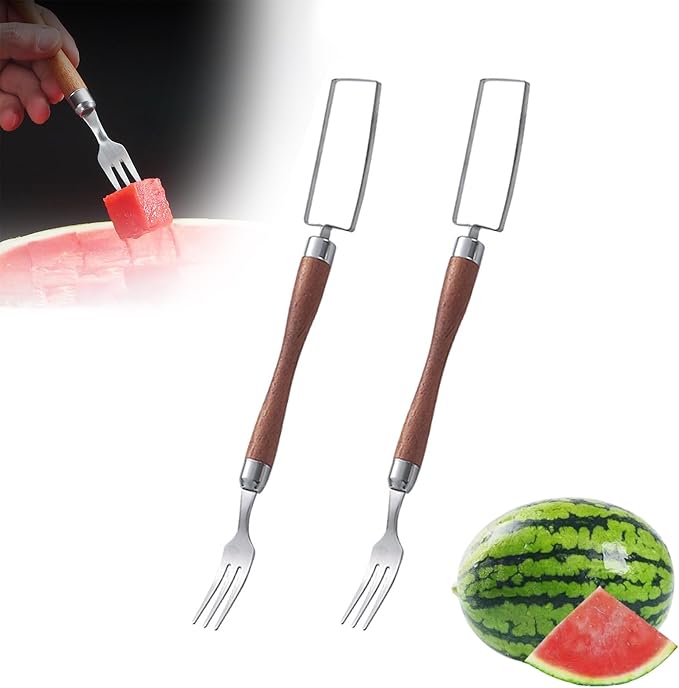 Watermelon Cutter ??2025 Upgraded Stainless Steel 2-in-1 Fork Slicer Tool | Portable & Multi-Functional for Effortless Fruit Slicing at Home, Parties, Camping & Kitchen Use (2, C)