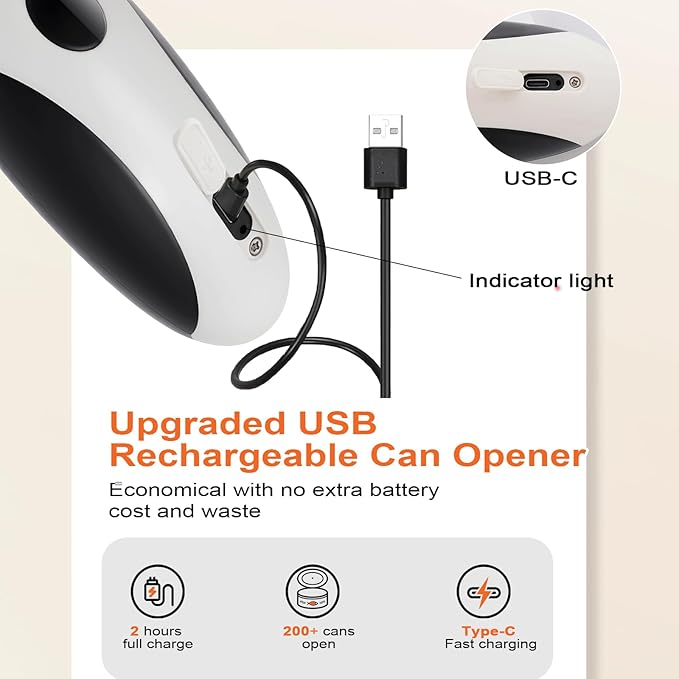 One-Touch Can Opener Electric with Rechargeable USB-C Fast Charge, The Popular Electric Can Openers for Senior, Kids, and Best Gift in Kitchen